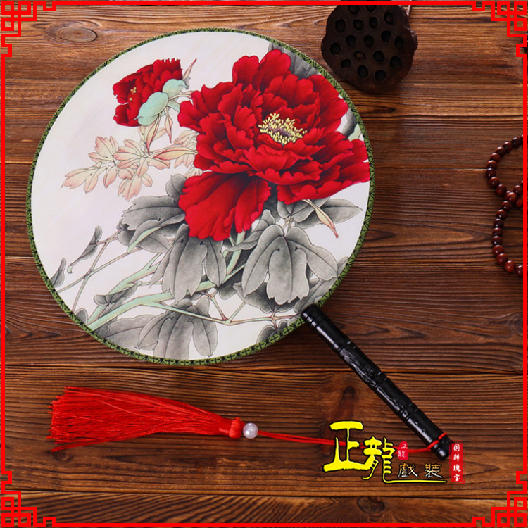 河南古典中国风团扇空白扇跳舞蹈扇 真丝宫扇