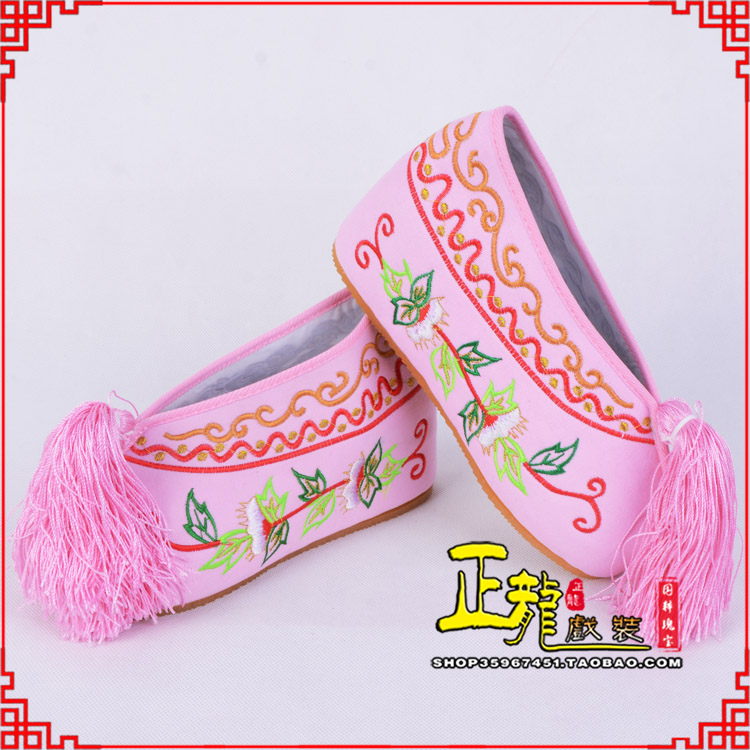 河南花旦鞋女绣花彩鞋 舒适款草花内高彩鞋