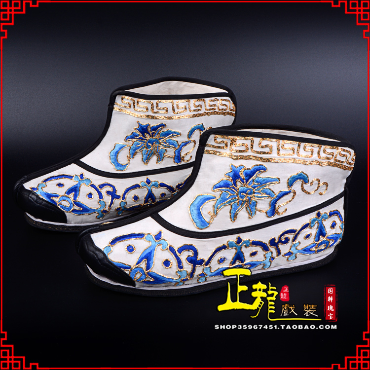 河南三岔口武生薄底 手绣绣花快靴